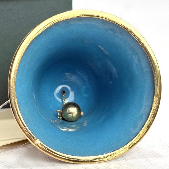 Cloisonne Christmas Bell Old Stock Vintage With Tags Original Box - Picture 2 of 4